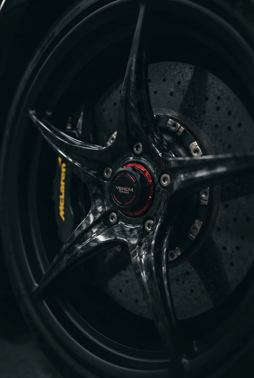 Carrying a car with rims – Carbon and rim detail of a supercar during loading