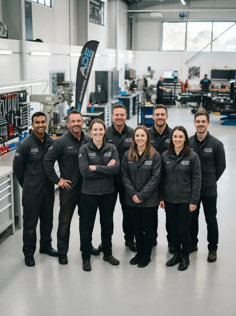 Team of engineers and mechanics in the workshop