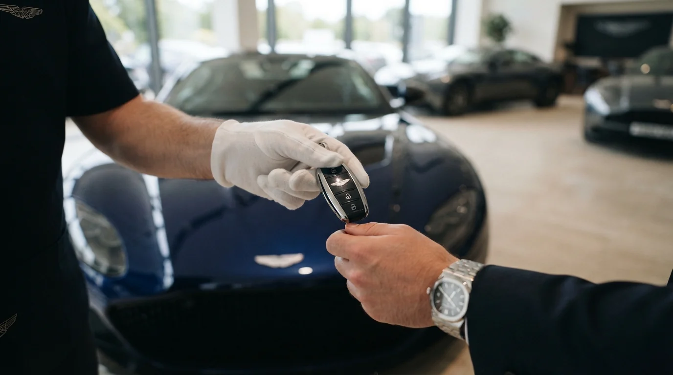 Transfer of vehicle keys with white glove